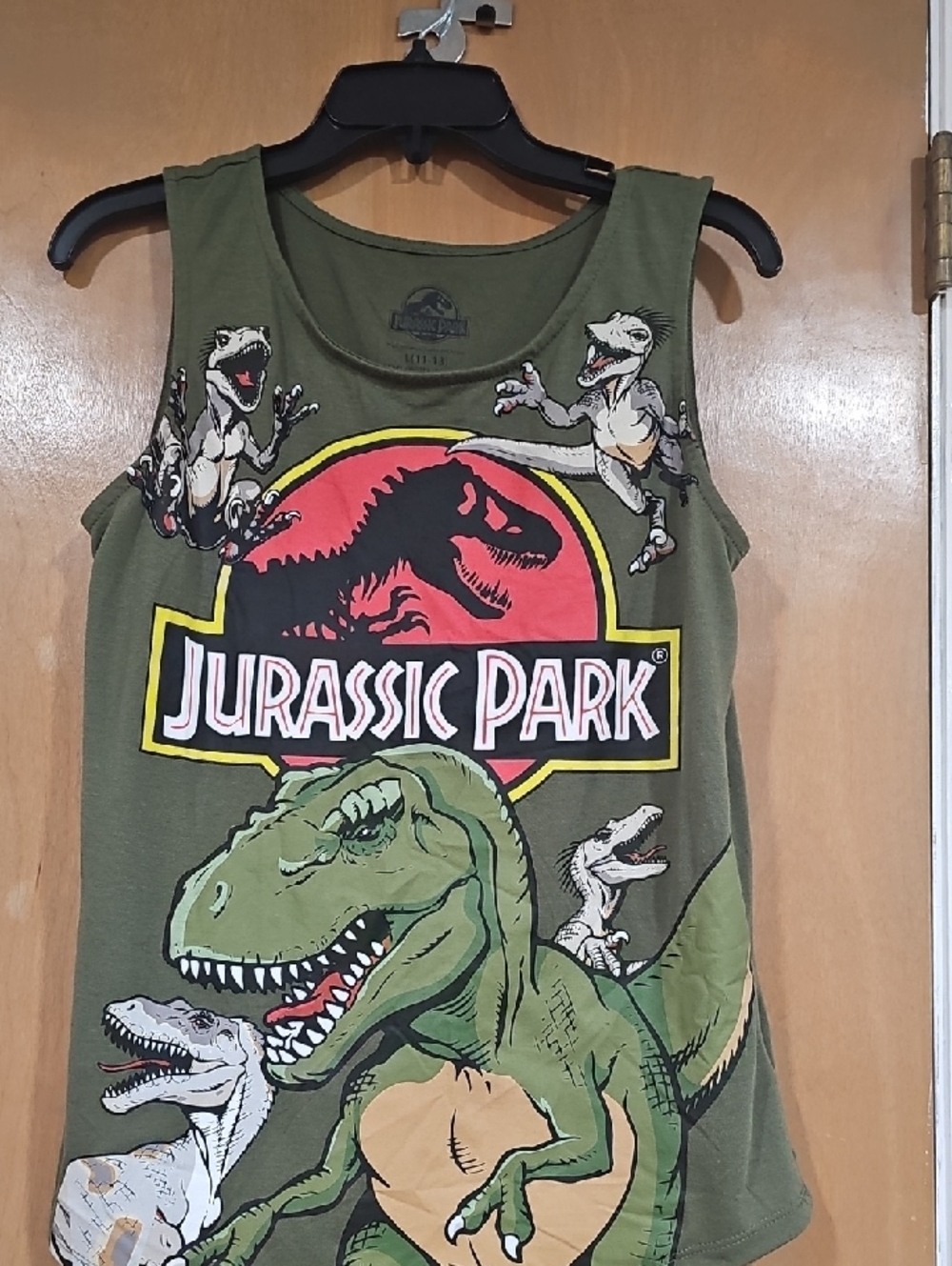 Jurassic Park Olive Green Kids Tank Top - Dinosaur Graphic